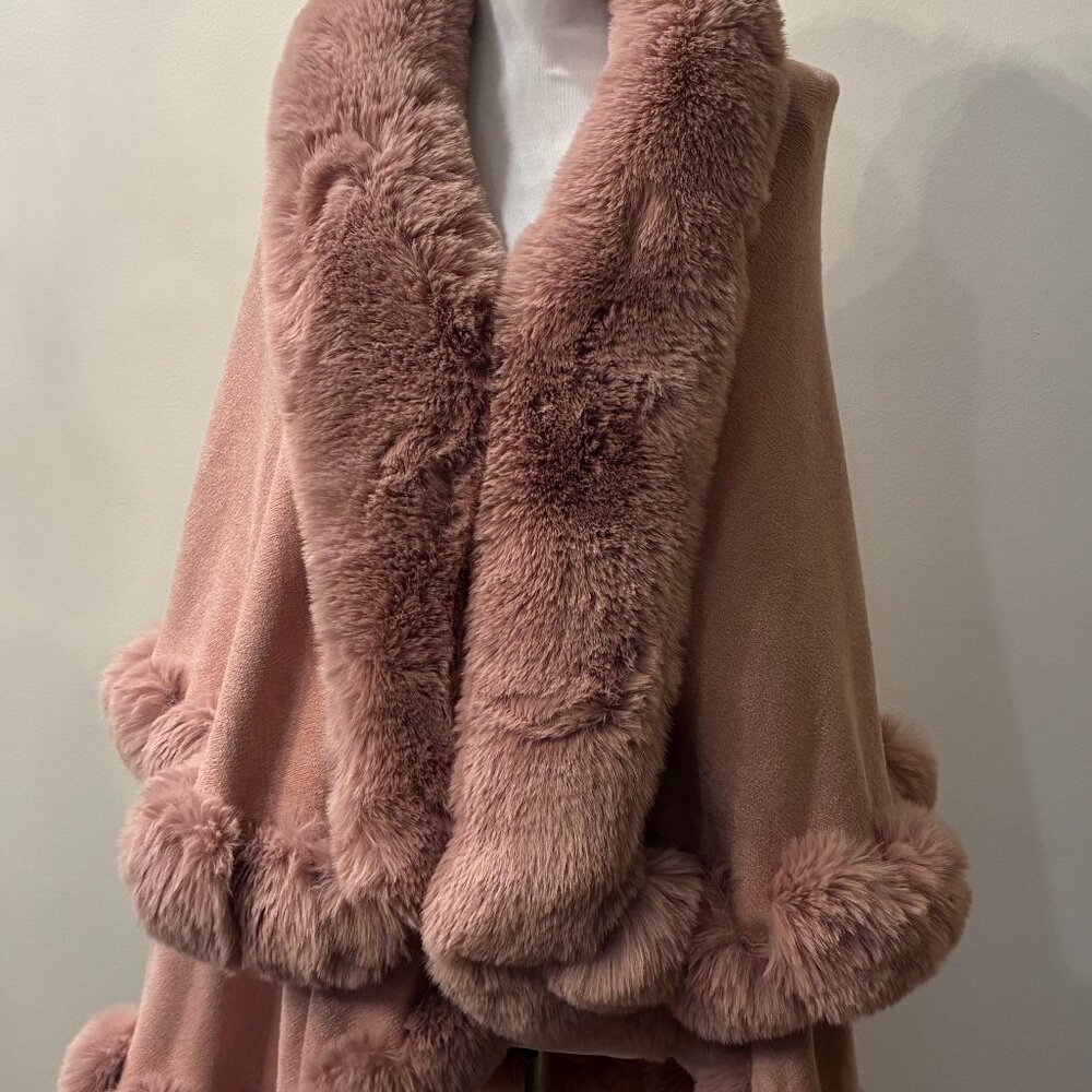 Faux Fur Layered Cape